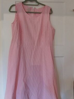 Talbots Pink and White Striped Sleeveless A-Line Dress